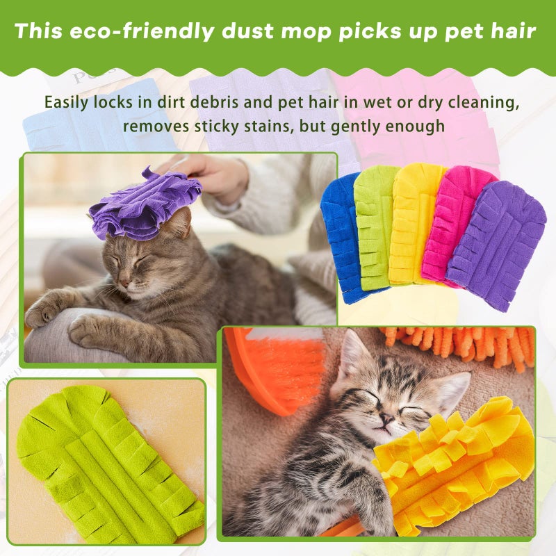 Zubebe 40 Pcs Duster Refill Fleece Refills Hand Dusters Cleaning Reusable Pads Washable for Cleaning Ceiling Fan Hardwoods Window Kitchen Floor, Rainbow Colors (Dark Color) - Image 4